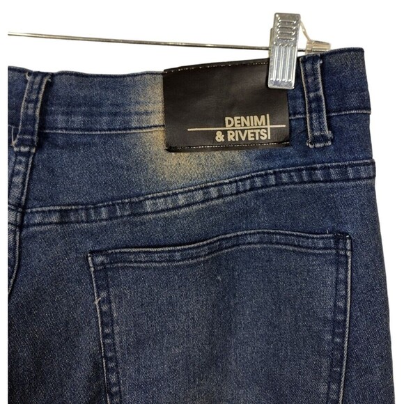 Denim & Rivets Mens Size 34 Jeans Blue Straight Leg Acid Wash Stretch Dark Denim - Picture 10 of 10
